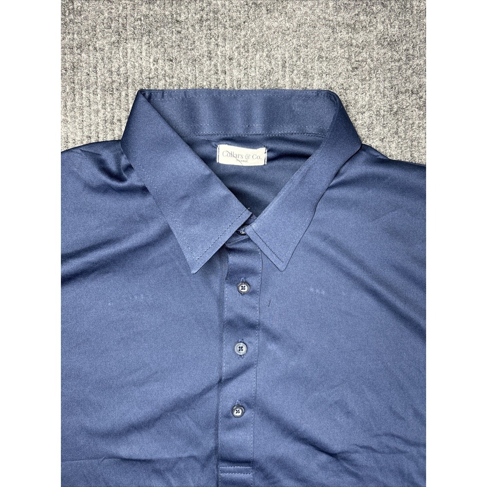 NWOT Collars and‎ Co Collar Polo Golf Shirt Mens 3XL Dark Blue Navy Solid Flat